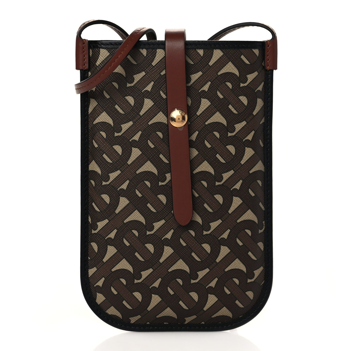 E-Canvas Monogram TB Anne Phone Case With Strap Bridle Brown