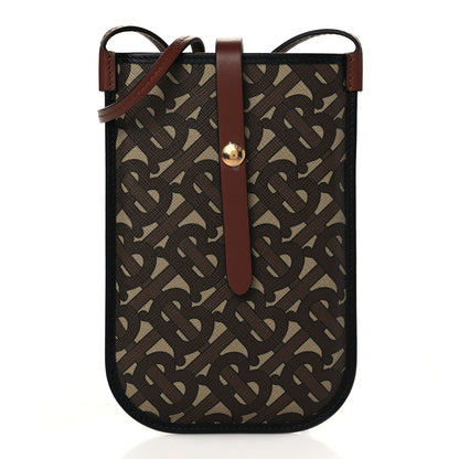 Burberry E-Canvas Monogram TB Anne Phone Case With Strap Bridle Brown 1 of 5