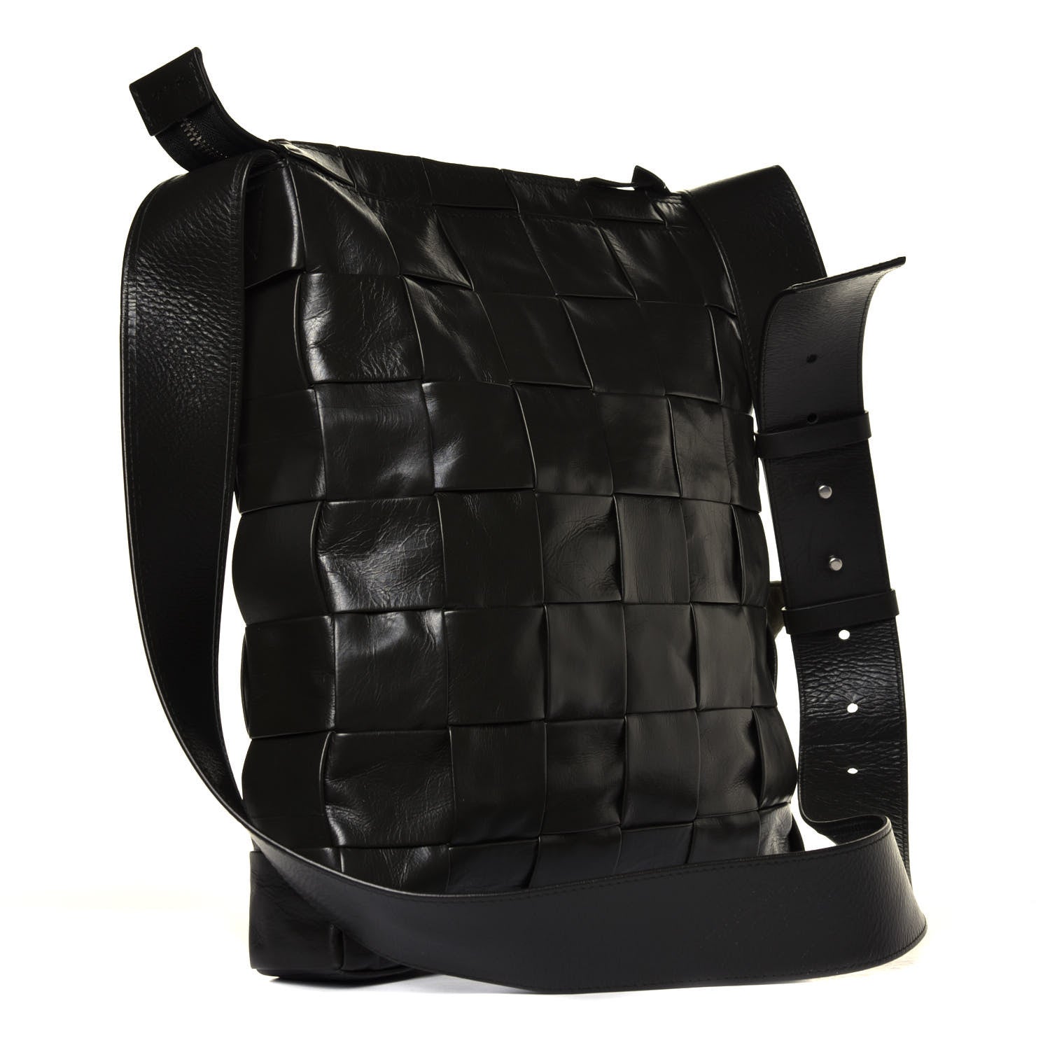 Bottega Veneta Paper Calfskin Maxi Intrecciato Cassette Messenger Black 2 of 4
