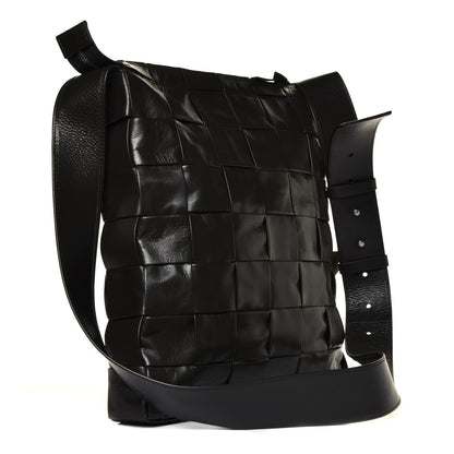Bottega Veneta Paper Calfskin Maxi Intrecciato Cassette Messenger Black 2 of 4
