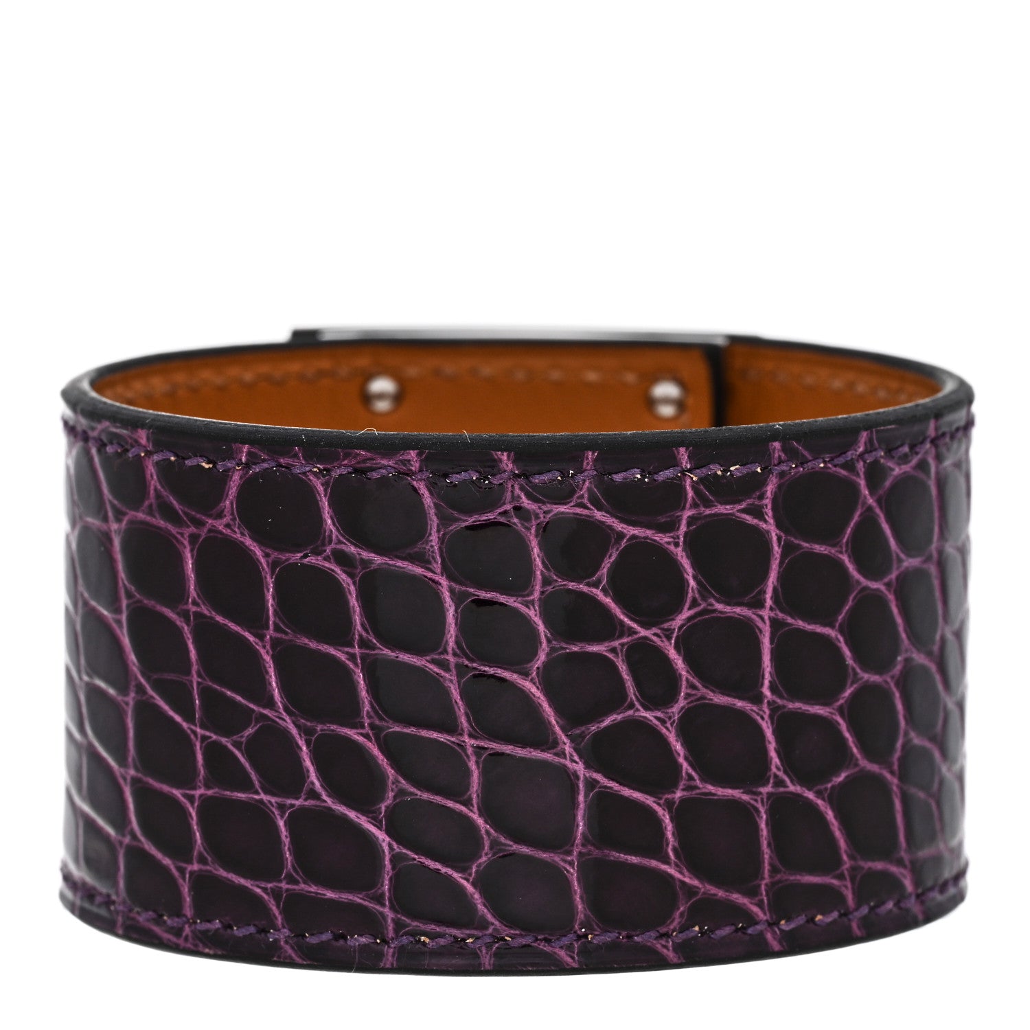Hermes Shiny Alligator Kelly Dog Cuff Amethyst 3 of 6