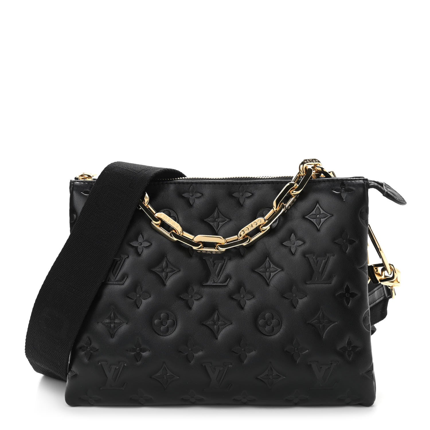 Louis Vuitton Lambskin Embossed Monogram Coussin PM Black 1 of 9