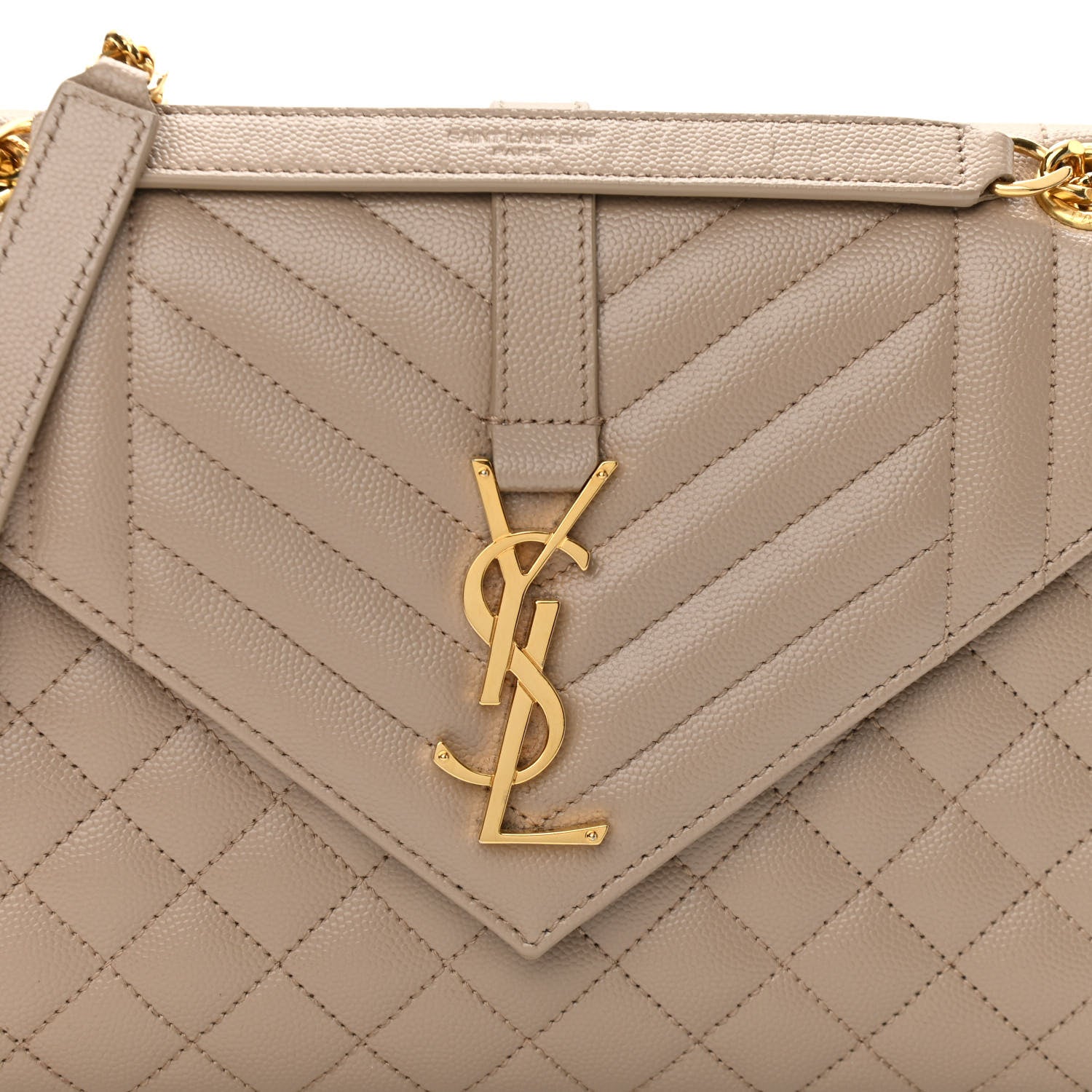 Saint Laurent Grain De Poudre Textured Mixed Matelasse Medium Triquilt Monogram Satchel Dark Beige 7 of 9