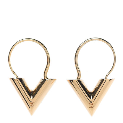 Louis Vuitton Brass Essential V Hoop Earrings Gold 2 of 8