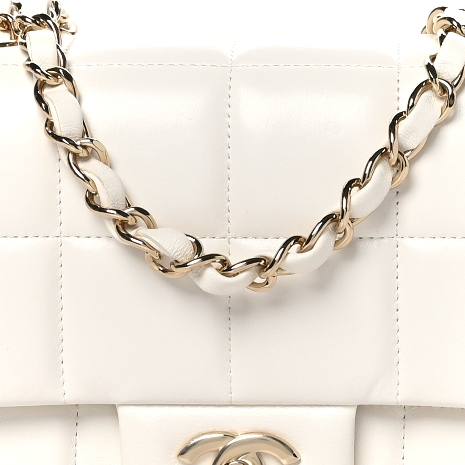 Chanel Lambskin Resin Crystal Square Quilted Monacoco Mini Square Flap White 8 of 10