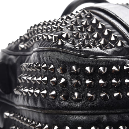 Burberry Prorsum Calfskin Studded Knight Satchel Black 17 of 22