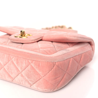 Chanel Velour Quilted Mini Double Frame Flap Rose 10 of 11
