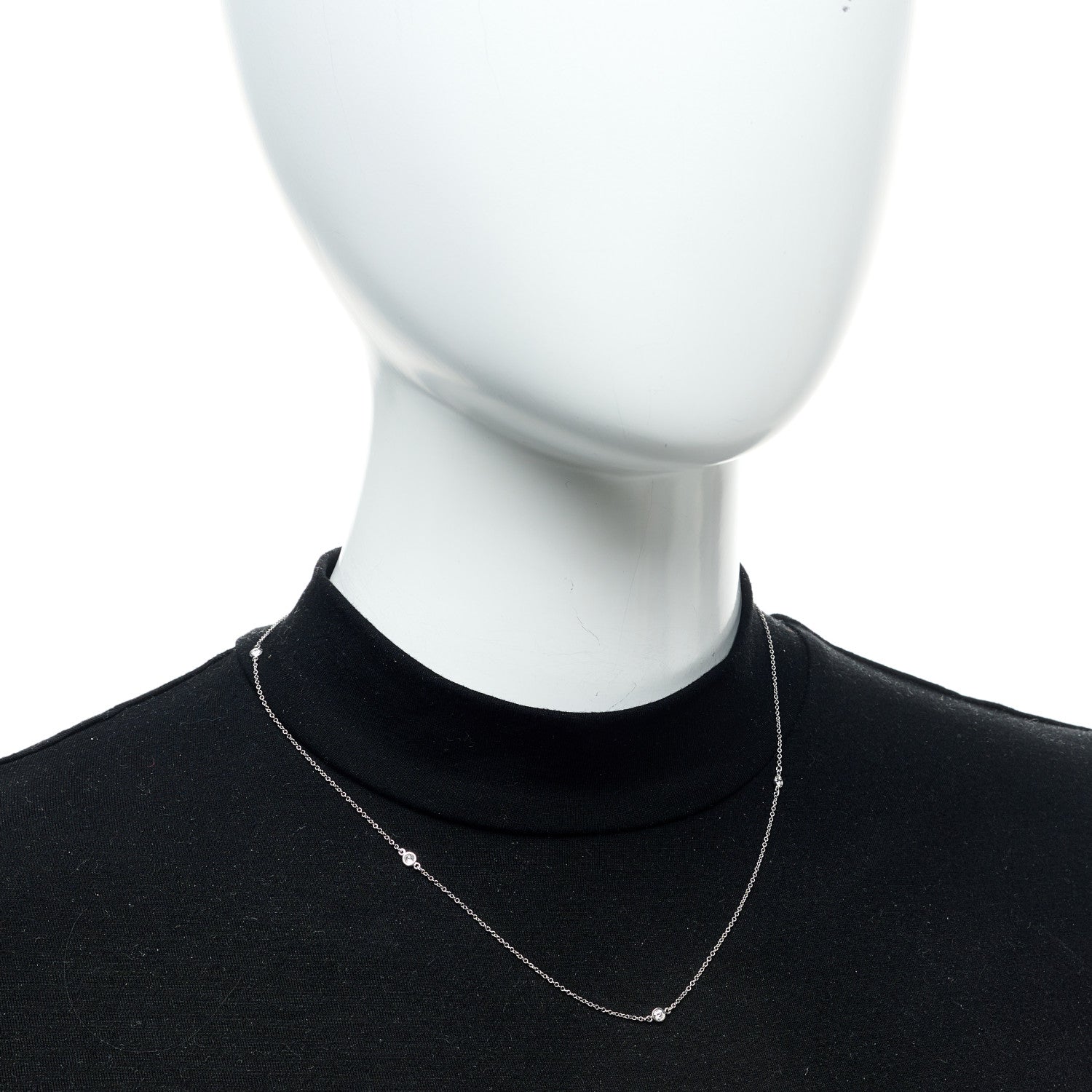 Tiffany Platinum Diamond .30ctw Elsa Peretti Diamonds by the Yard 5 Station Necklace 2 of 5