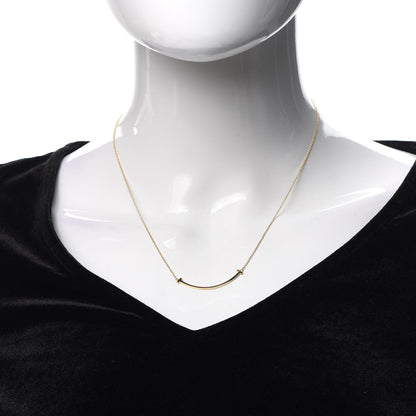 Tiffany 18K Yellow Gold Small T Smile Pendant Necklace 2 of 6