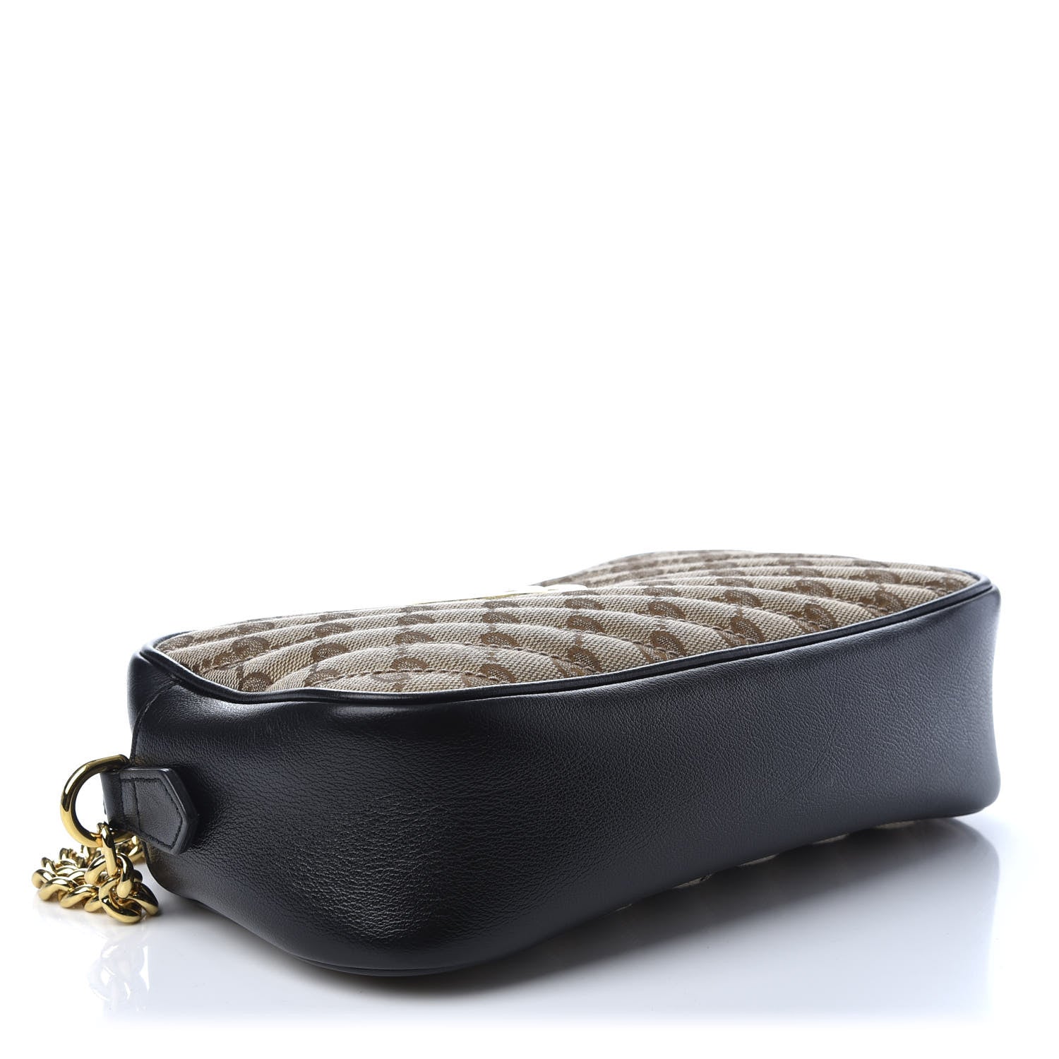 Gucci Monogram Matelasse Diagonal Small GG Marmont Chain Shoulder Bag Beige Black 5 of 10