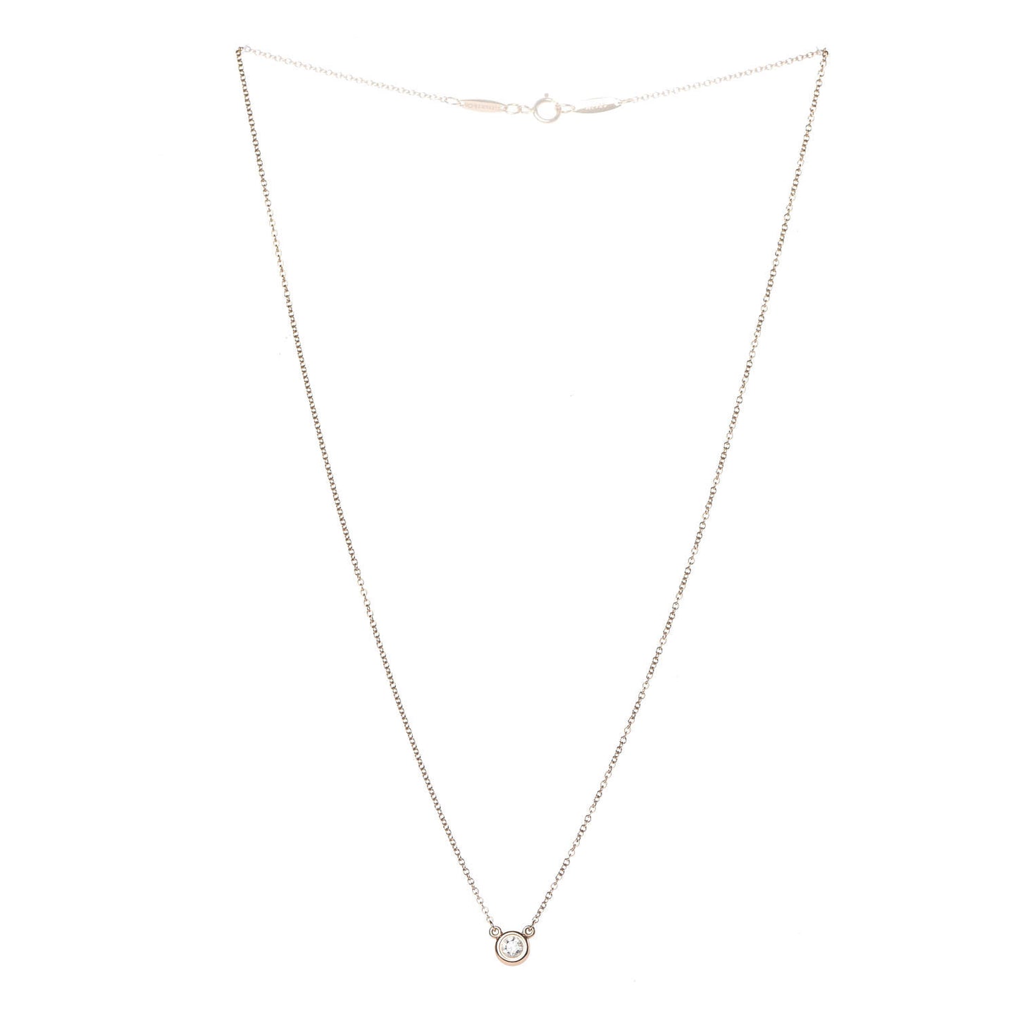 18K Rose Gold Diamond .17ct Elsa Peretti Diamonds by the Yard Pendant Necklace