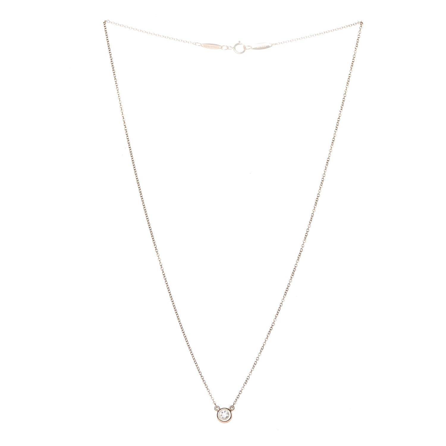 Tiffany 18K Rose Gold Diamond .17ct Elsa Peretti Diamonds by the Yard Pendant Necklace 3 of 9