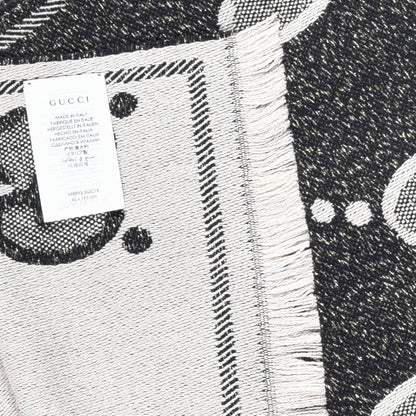 Gucci Wool Lame Jacquard Monogram Jumbo GG Lady Nest Lux Scarf Black Ivory 3 of 4