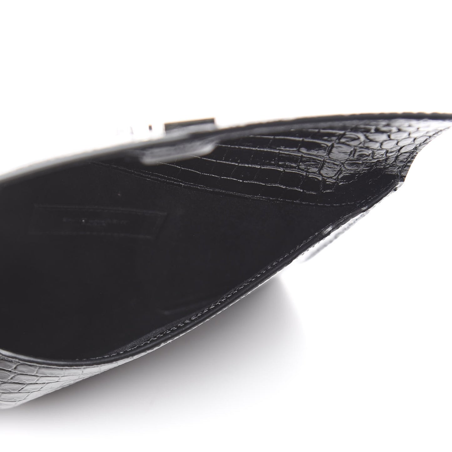 Calfskin Crocodile Embossed Monogram Uptown Baby Pouch Black