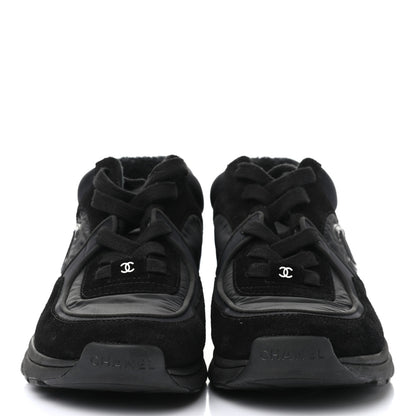 Chanel Fabric Calfskin Suede CC Sneakers 36.5 Black 2 of 9