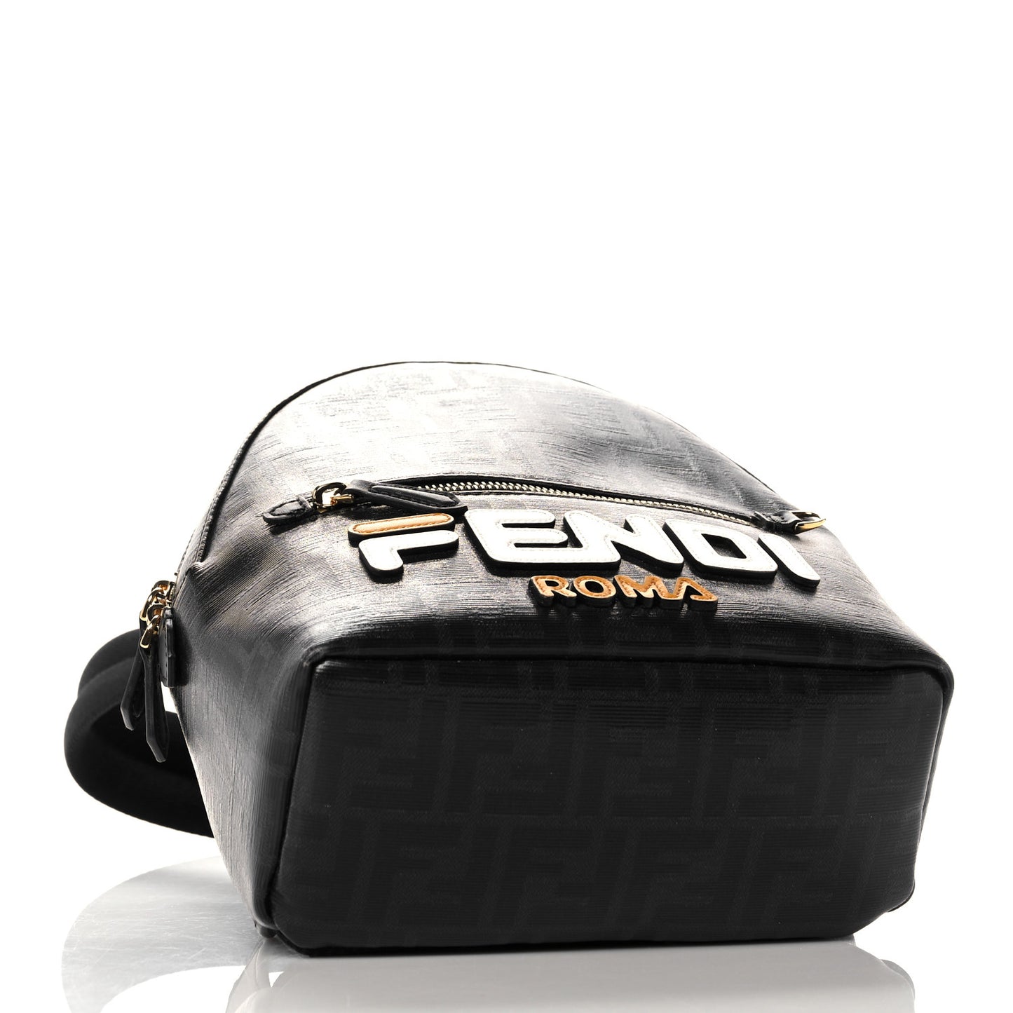 X FILA Glazed Fabric Vitello Century FF 1974 Mania Mini Backpack Black White
