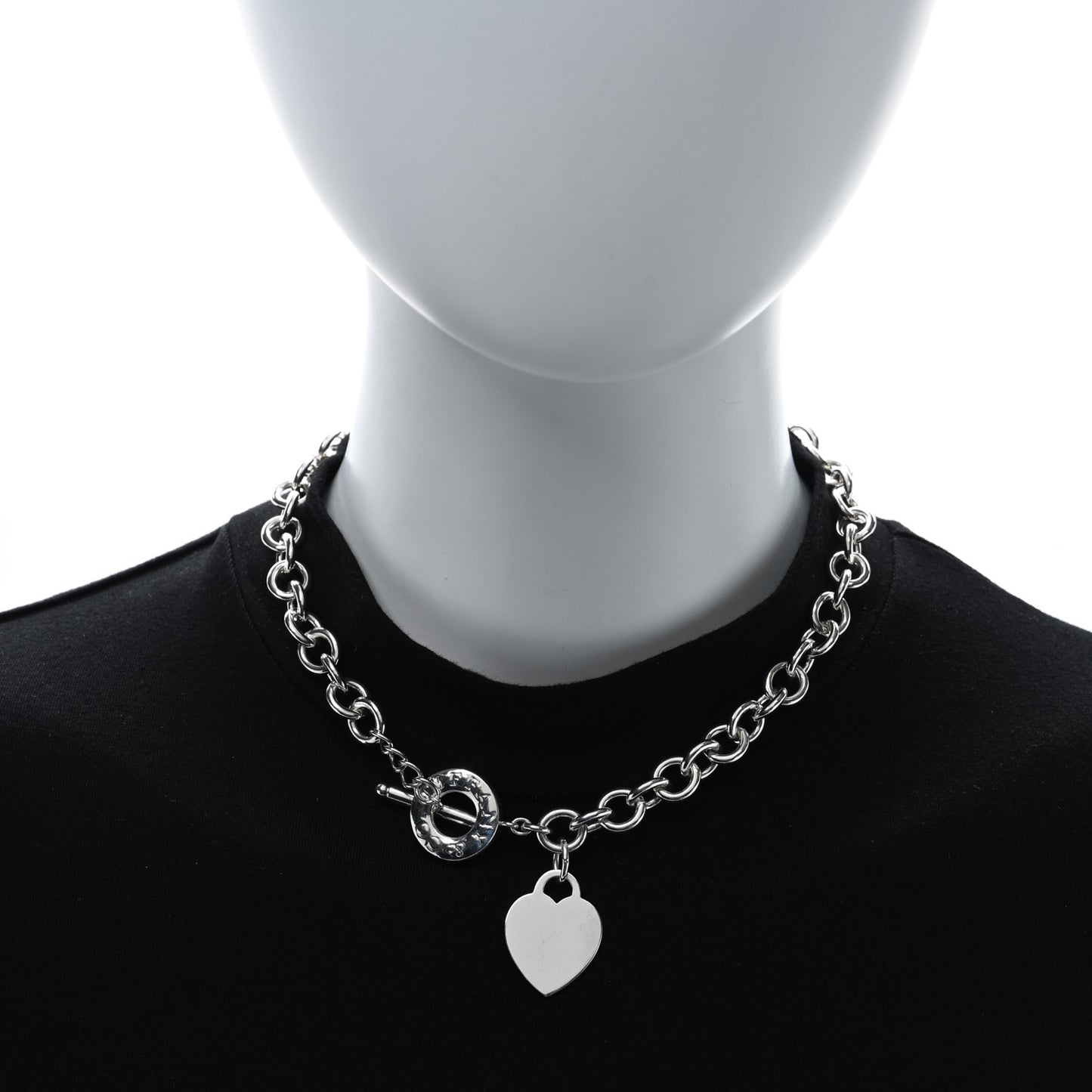 Sterling Silver Heart Tag Toggle Necklace