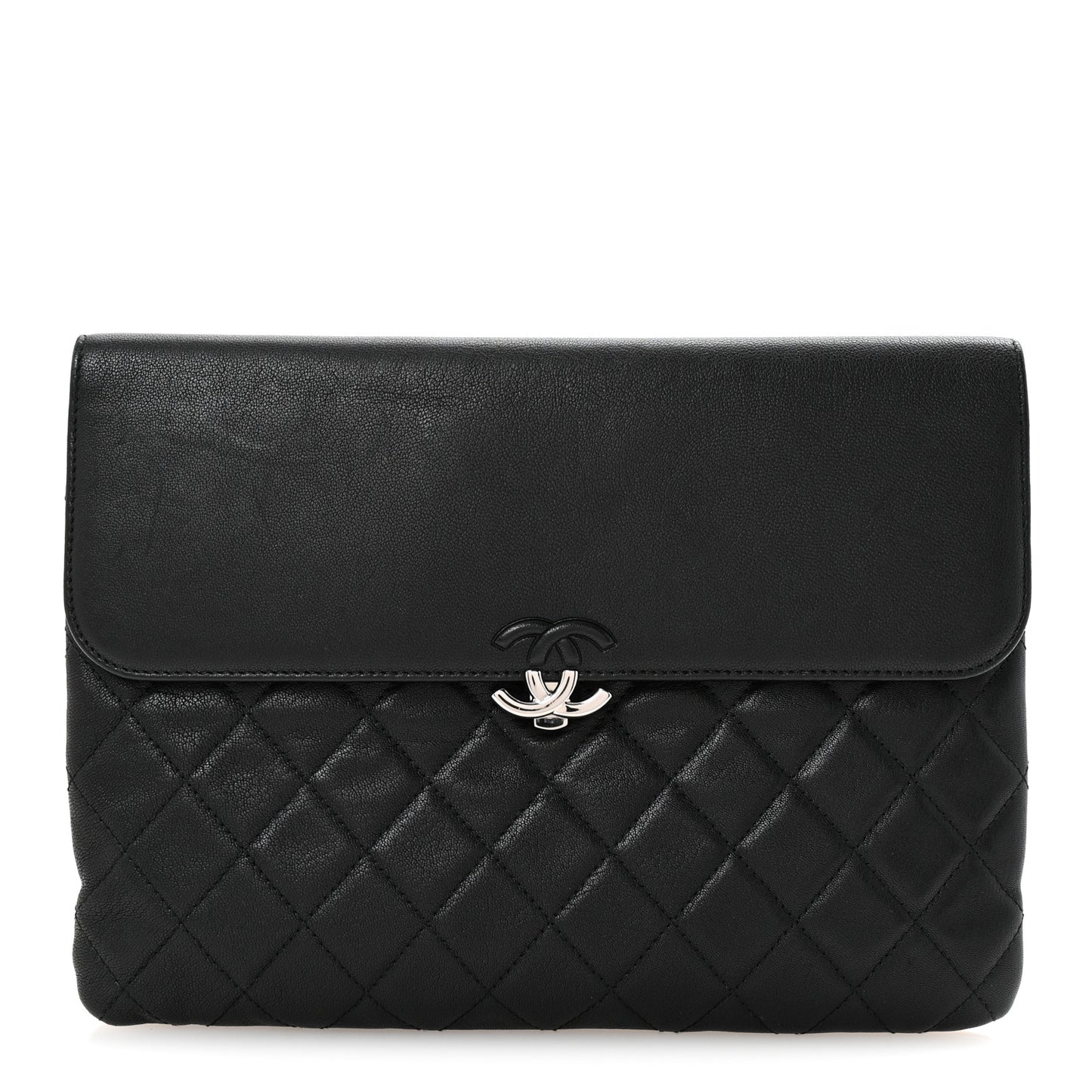 Goatskin Quilted CC Box Pouch Black