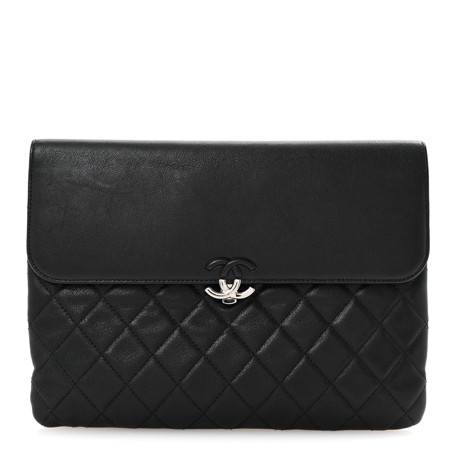 Chanel Goatskin Quilted CC Box Pouch Black 1 of 8