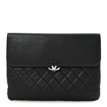 Chanel Goatskin Quilted CC Box Pouch Black 1 of 8