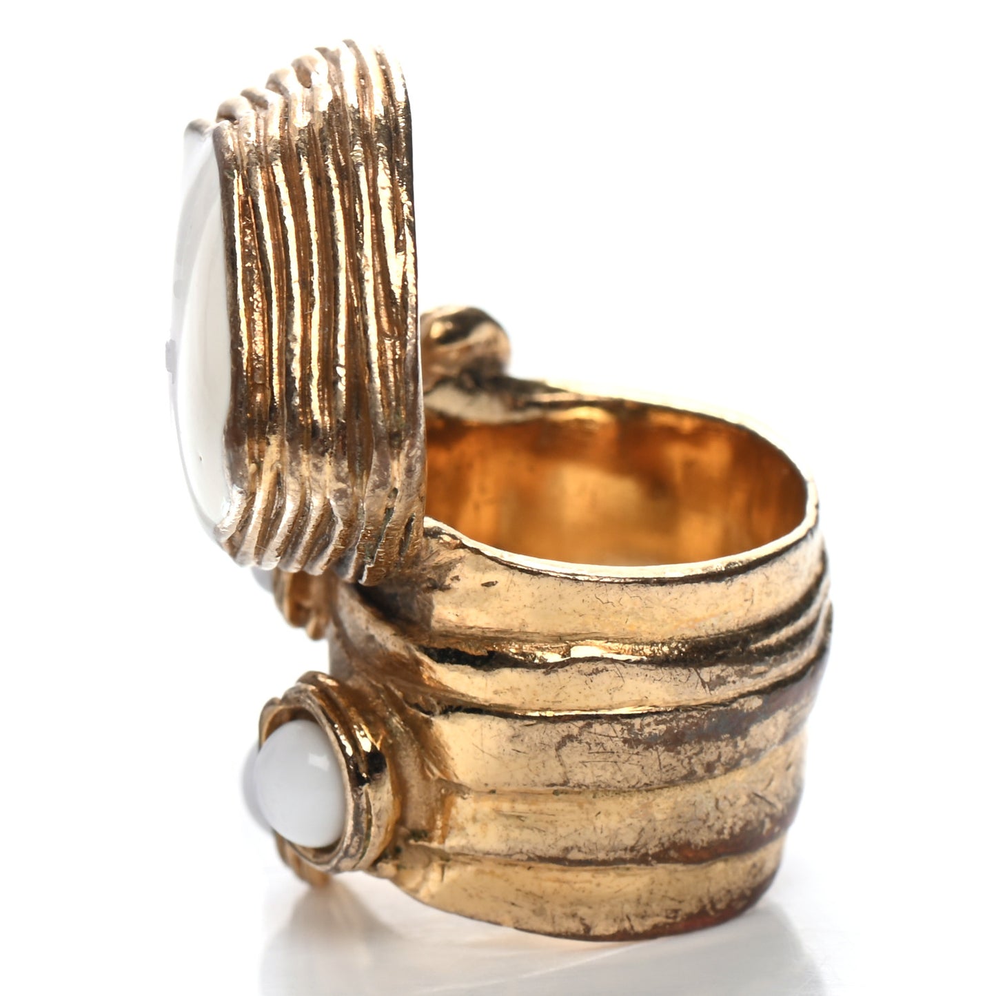 Enamel Arty Ring 6 Gold White