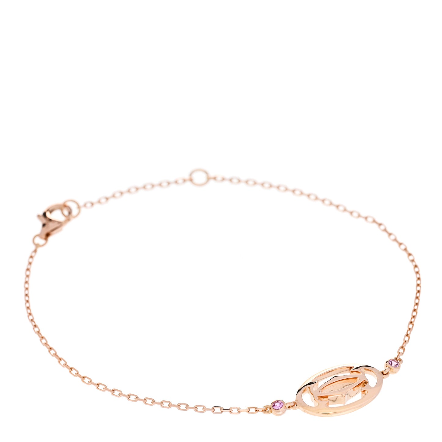 18K Pink Gold Pink Sapphire Logo De Cartier Bracelet