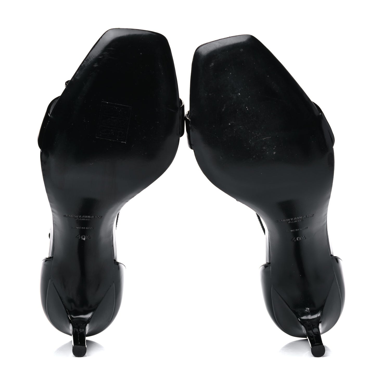 Patent Calfskin Crystal Amber Bow 85 Ankle Strap Sandals 40.5 Black