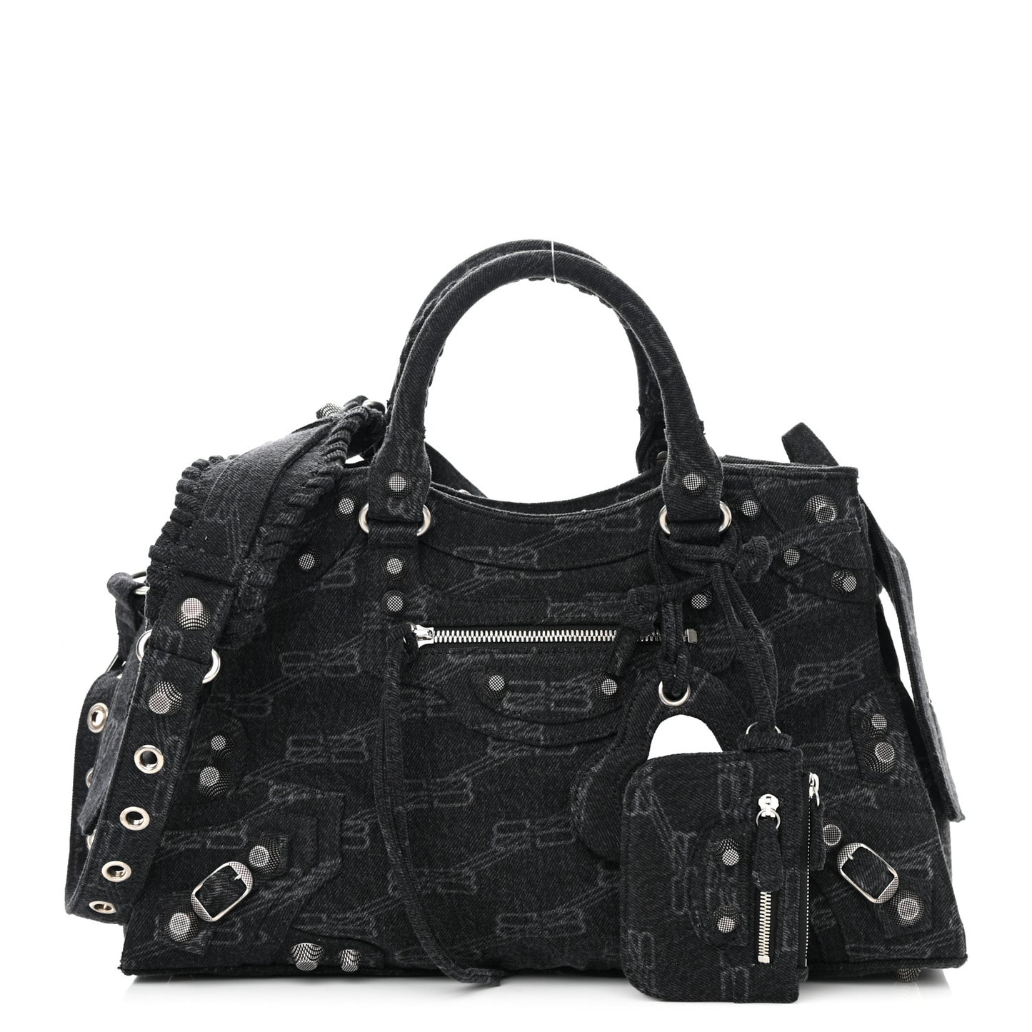 Washed Denim BB Monogram Neo Cagole City Handbag Black