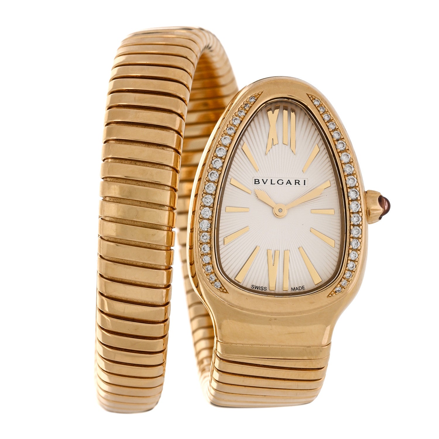 Bulgari 18K Rose Gold Diamond Bezel 35mm Serpenti Tubogas Quartz Watch 1 of 5