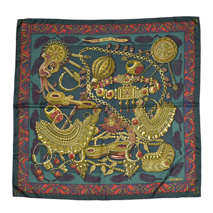 Hermes Silk Zenobie Reine De Palmyre Scarf 90 Vert Sapin Bronze Brique 1 of 6
