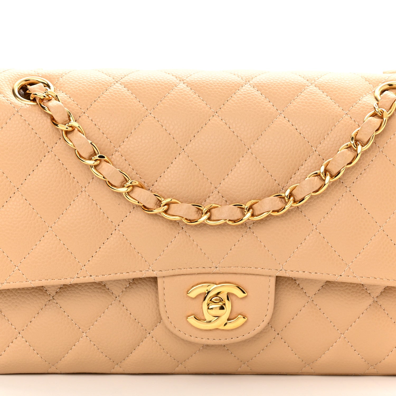 Chanel Caviar Quilted Medium Double Flap Light Beige 8 of 11