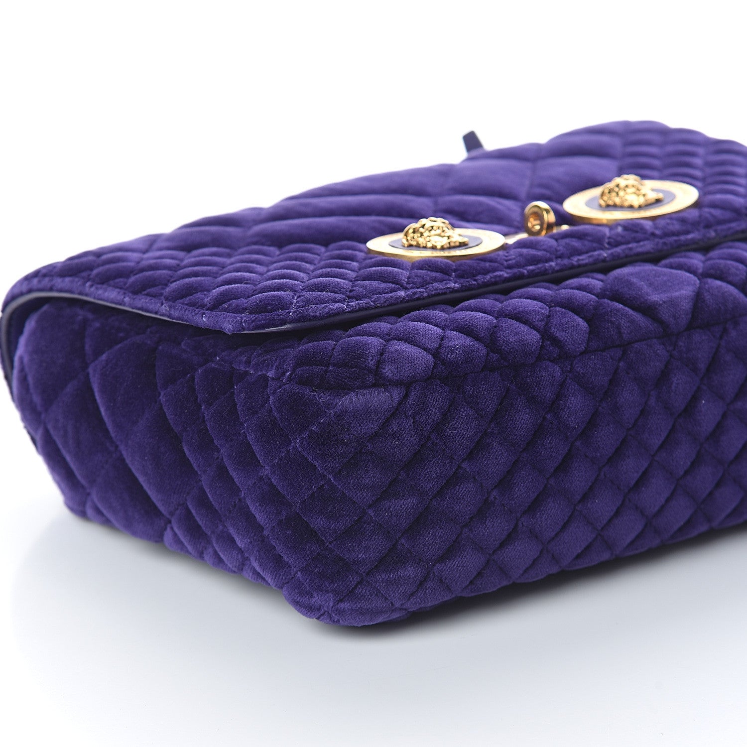 Versace Velvet Quilted Icon Crossbody Bag Purple 7 of 8