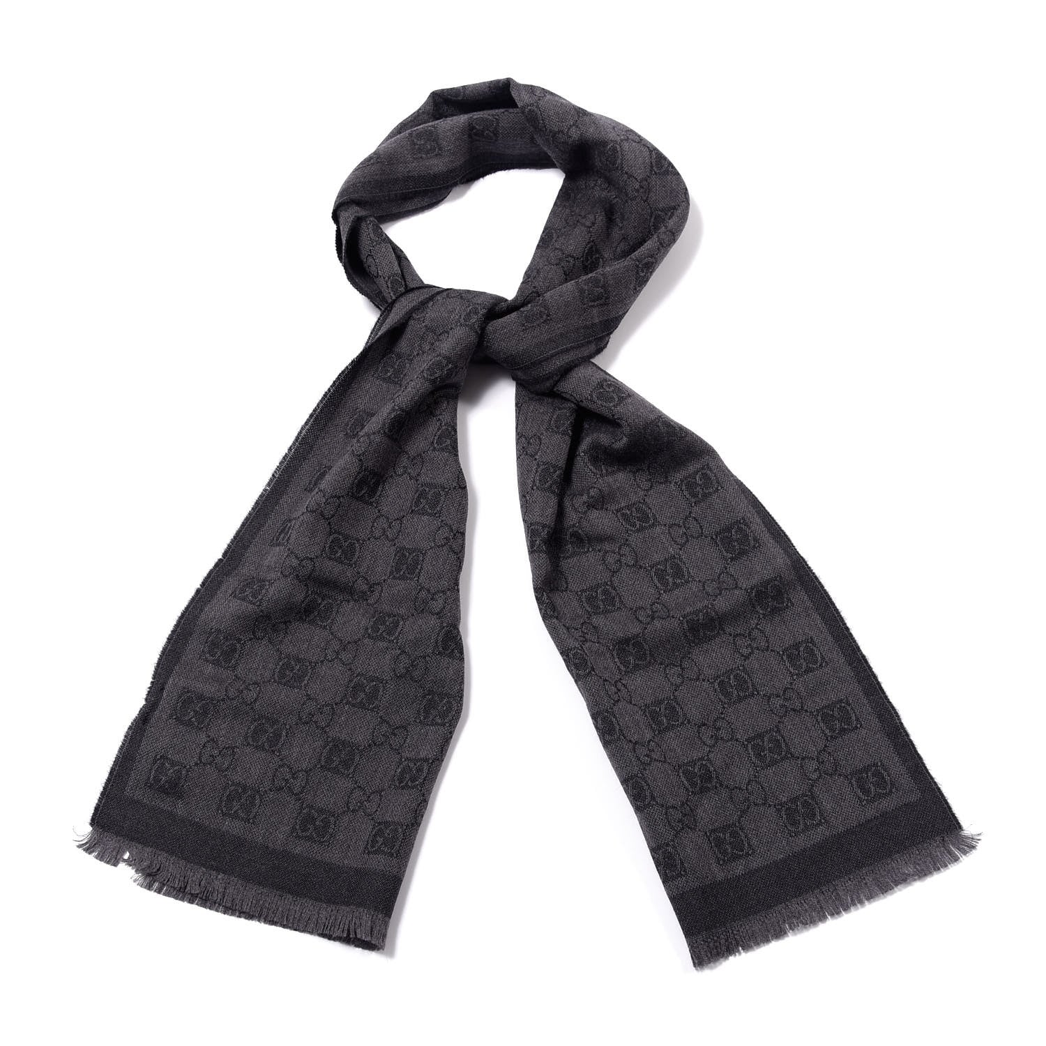 Gucci Wool Monogram Scarf Grey 1 of 3
