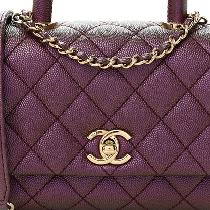 Chanel Iridescent Caviar Quilted Extra Mini Coco Handle Flap Purple 8 of 10