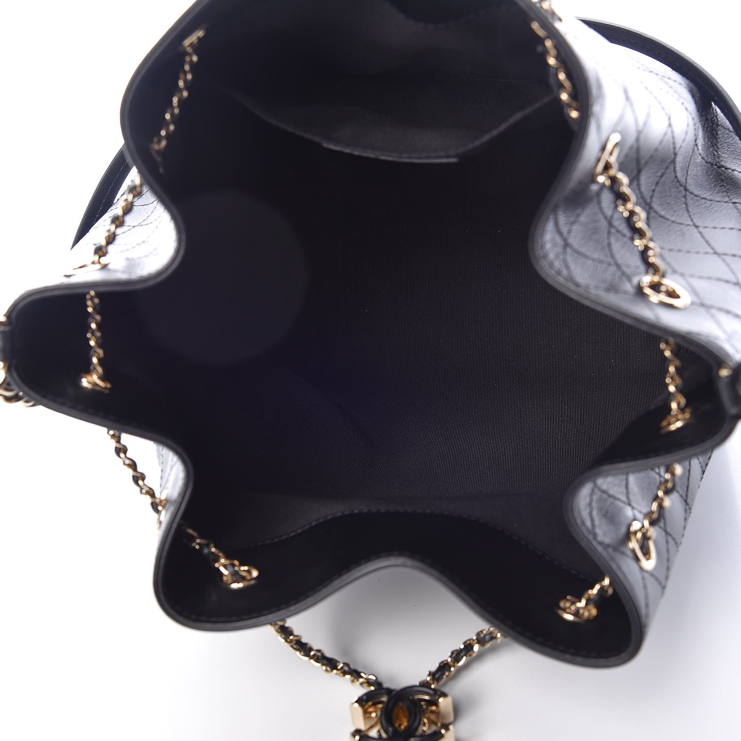 Chanel Calfskin Stitched Drawstring Bag Black 7 of 10