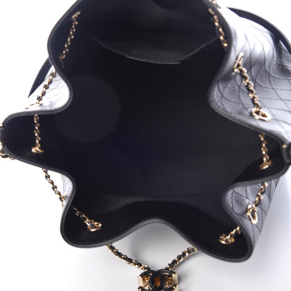 Chanel Calfskin Stitched Drawstring Bag Black 7 of 10