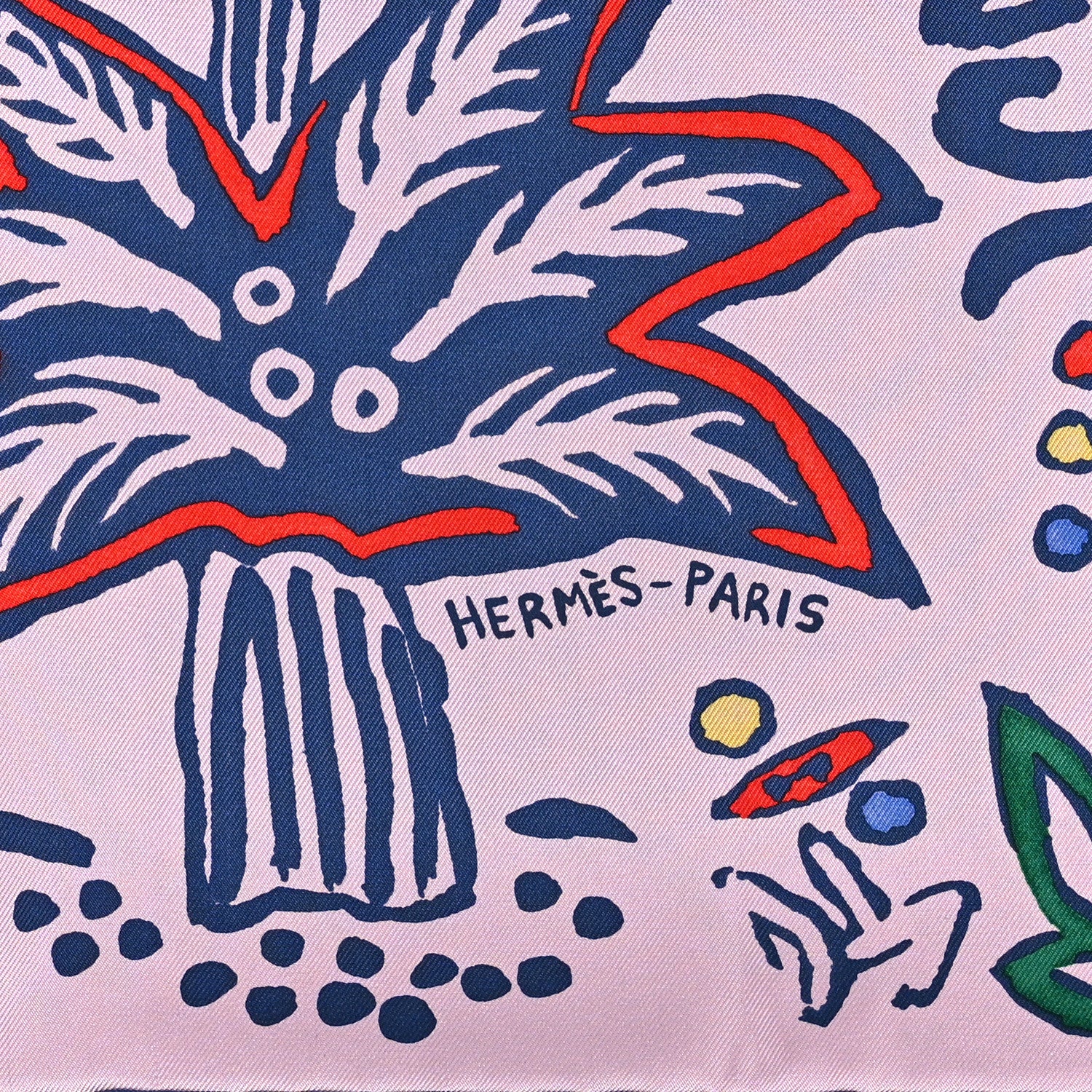 Hermes Silk Isola Di Primavera Scarf 90 Rose Fane Marine 2 of 3