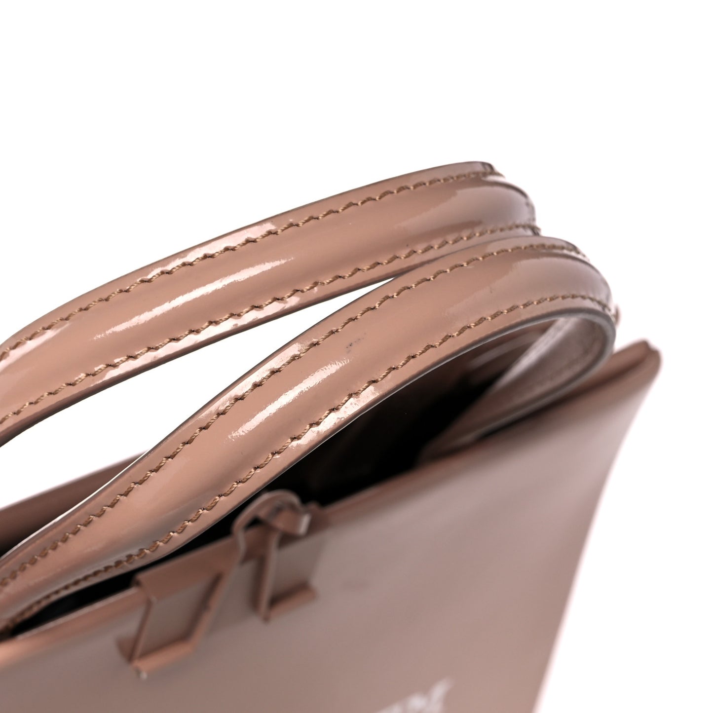 Patent Mini Box Bag Nude Beige