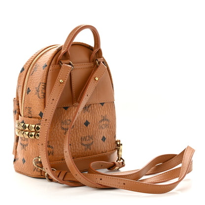 MCM Visetos Side Stud X-Mini Stark Bebe Boo Backpack Cognac 3 of 9