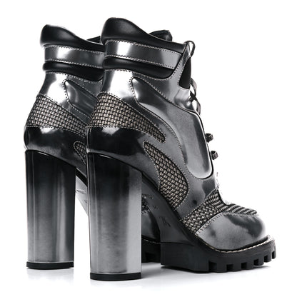 Louis Vuitton Metallic Calfskin Technical Fabric Digital Gate Ankle Boots 38 Silver 4 of 15