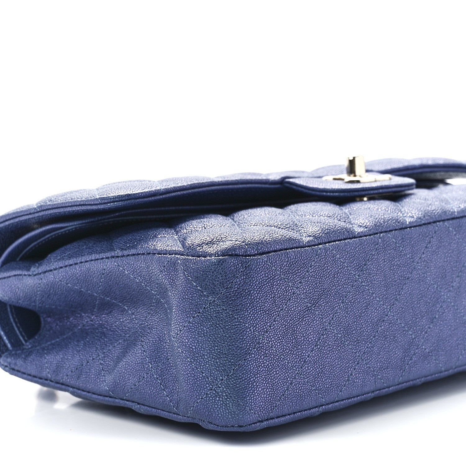 Chanel Iridescent Caviar Quilted Medium Double Flap Dark Blue 10 of 11