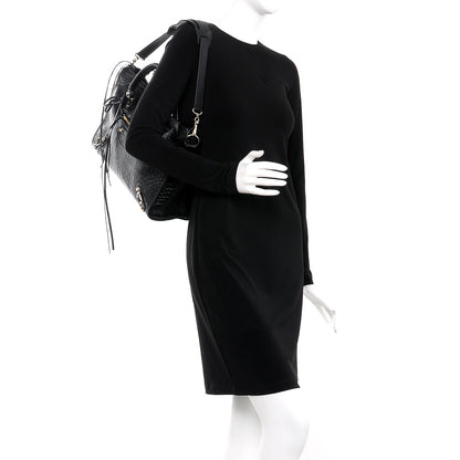 Balenciaga Calfskin Crocodile Embossed Classic Hardware City Black 2 of 7