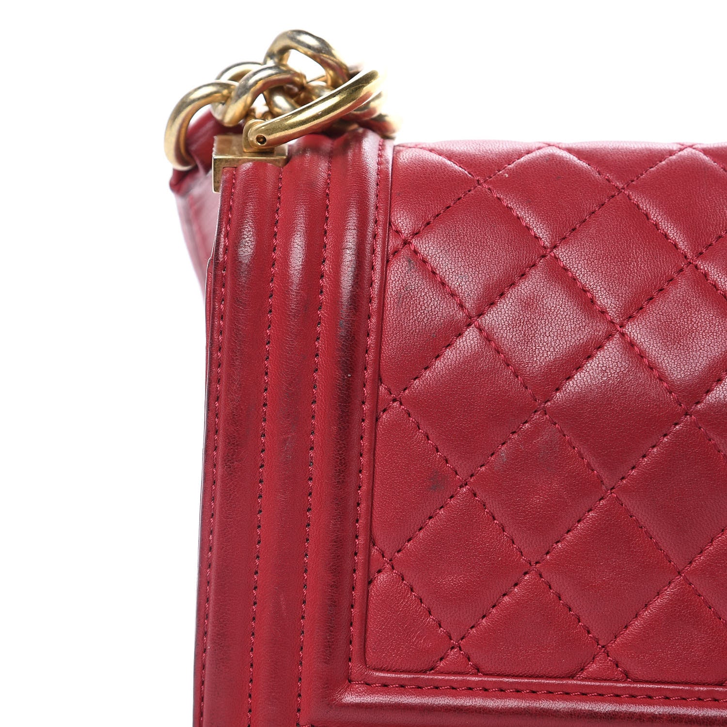 Chanel Lambskin Quilted Small Boy Flap Dark Red 13 of 20