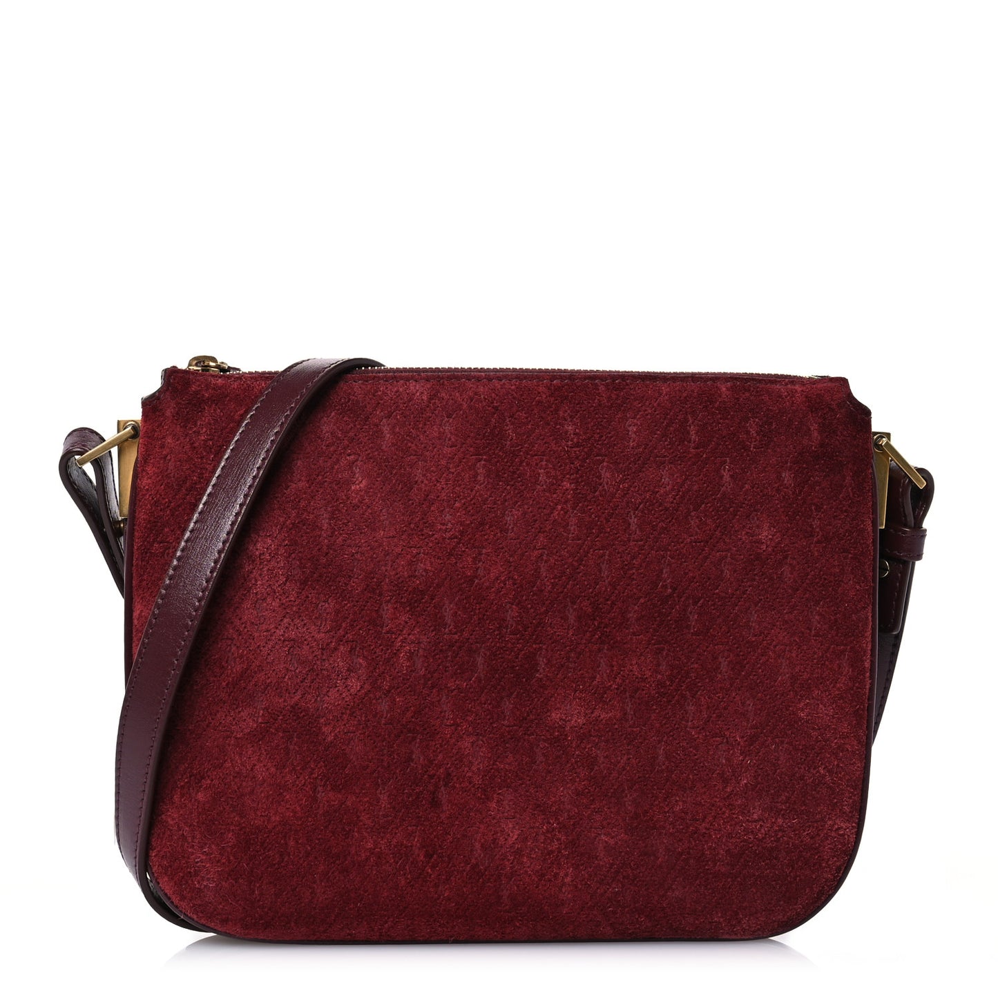 Suede All-Over Monogram Crossbody Burgundy