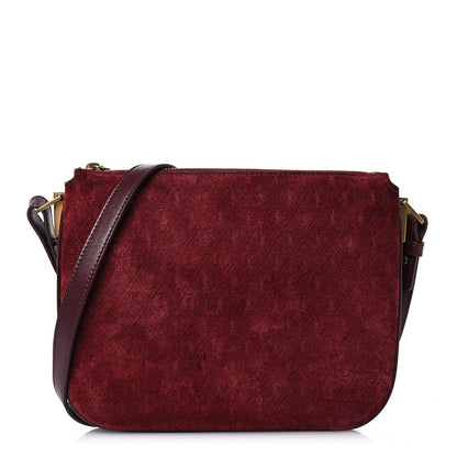 Saint Laurent Suede All-Over Monogram Crossbody Burgundy 1 of 13