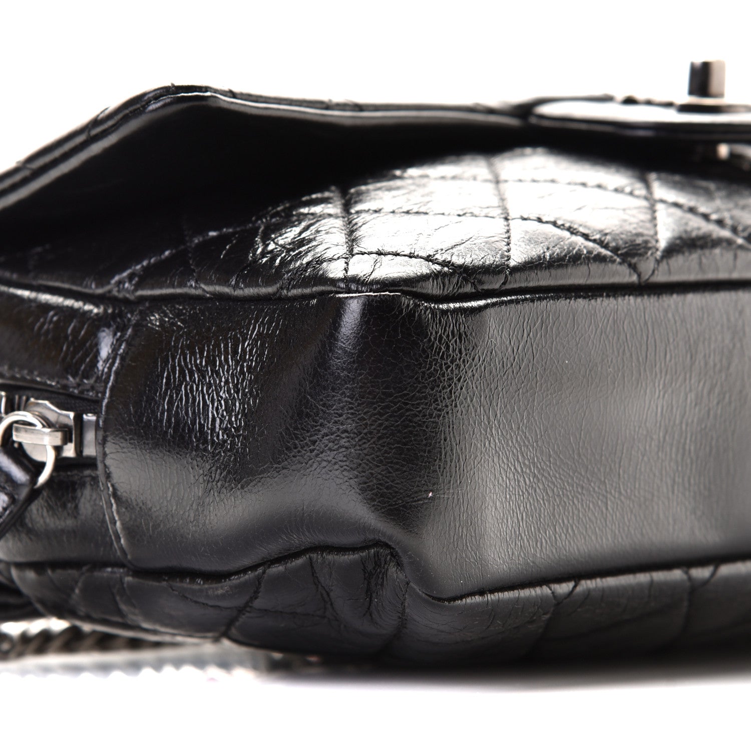Chanel Glazed Calfskin Quilted Medium Duo Color Flap Black 5 of 9