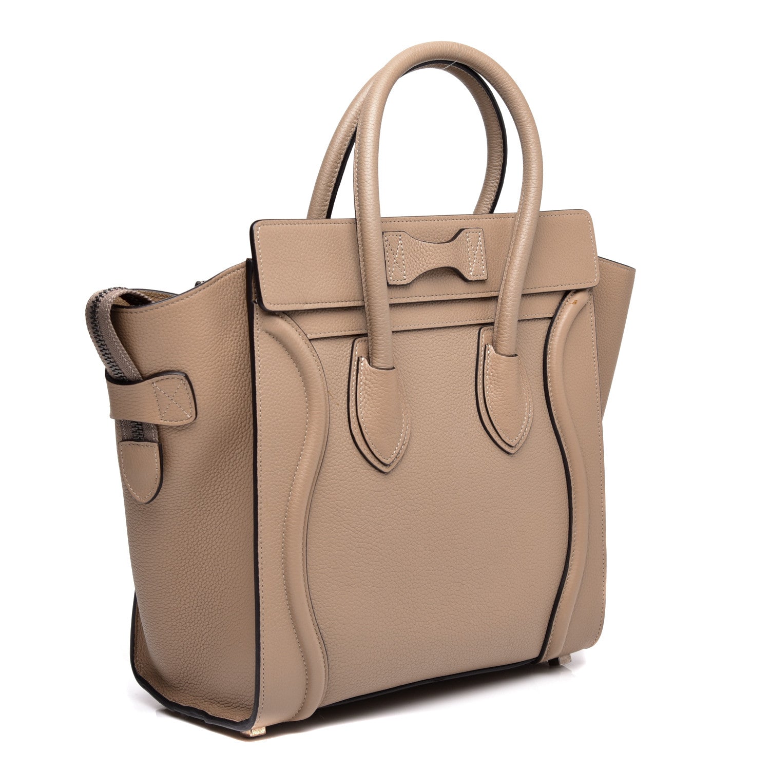 Celine Drummed Calfskin Micro Luggage Dune 3 of 9