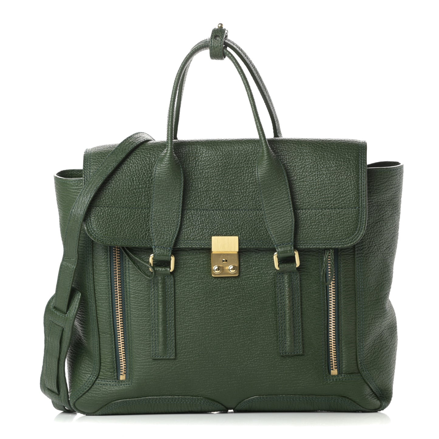 Textured Calfskin Large Pashli Satchel Jade
