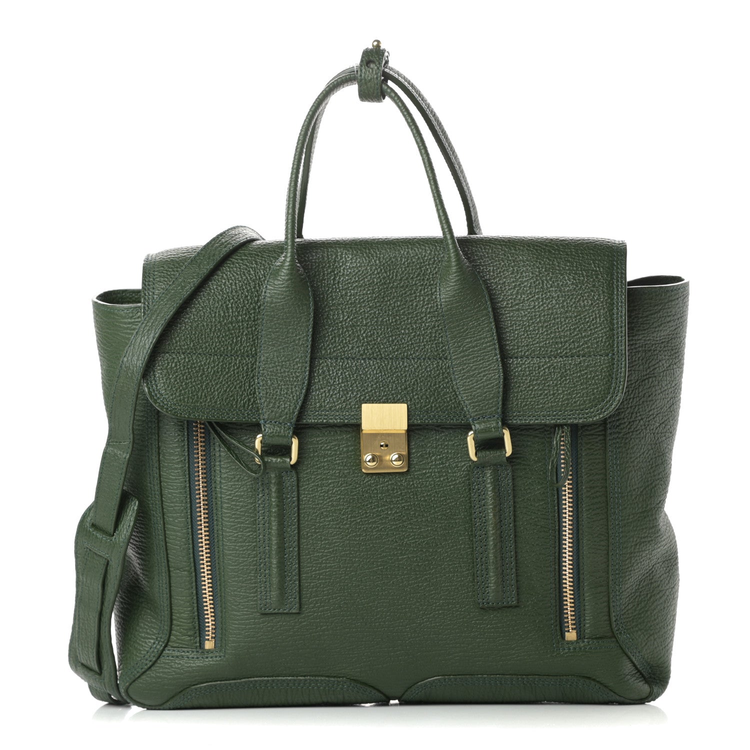 3.1 Phillip Lim Textured Calfskin Large Pashli Satchel Jade 1 of 13