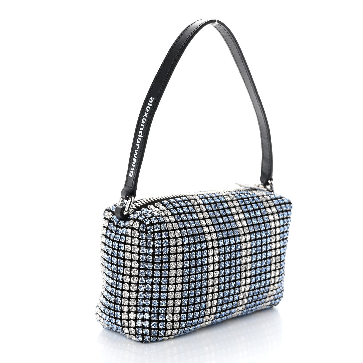 Mesh Crystal Rhinestone Mini Heiress Pouch Blue Light